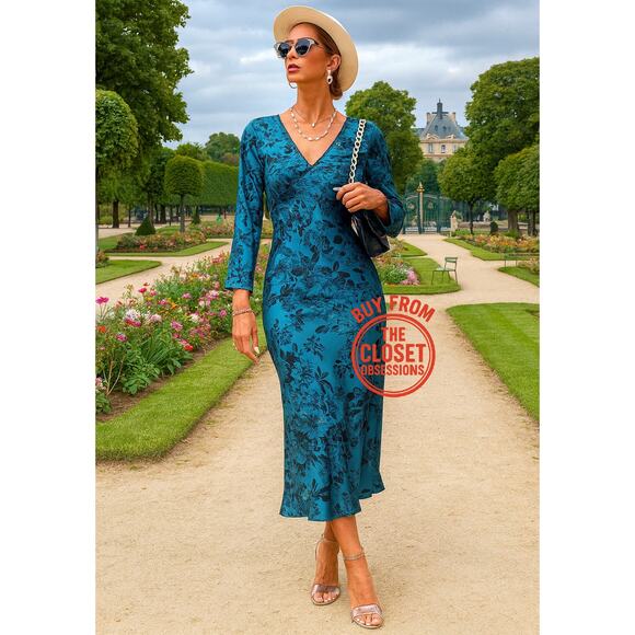 ZARA V-Neck Midi Dress NWT - Picture 2 of 16